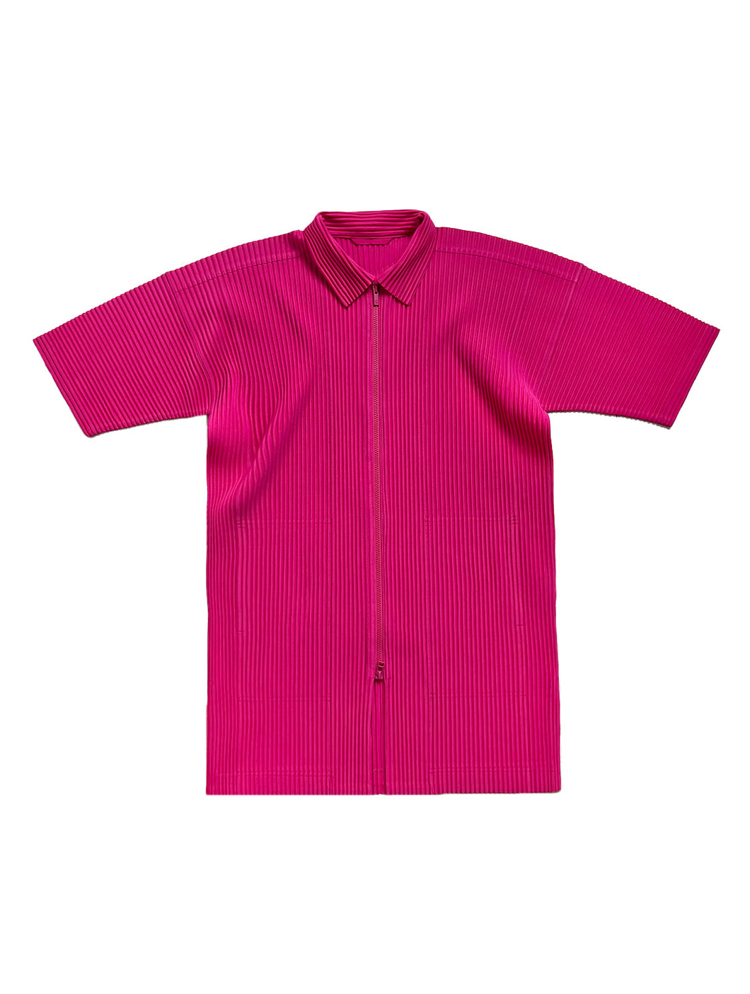 Issey Miyake Pleats Please Pink Zip-Up Shirt