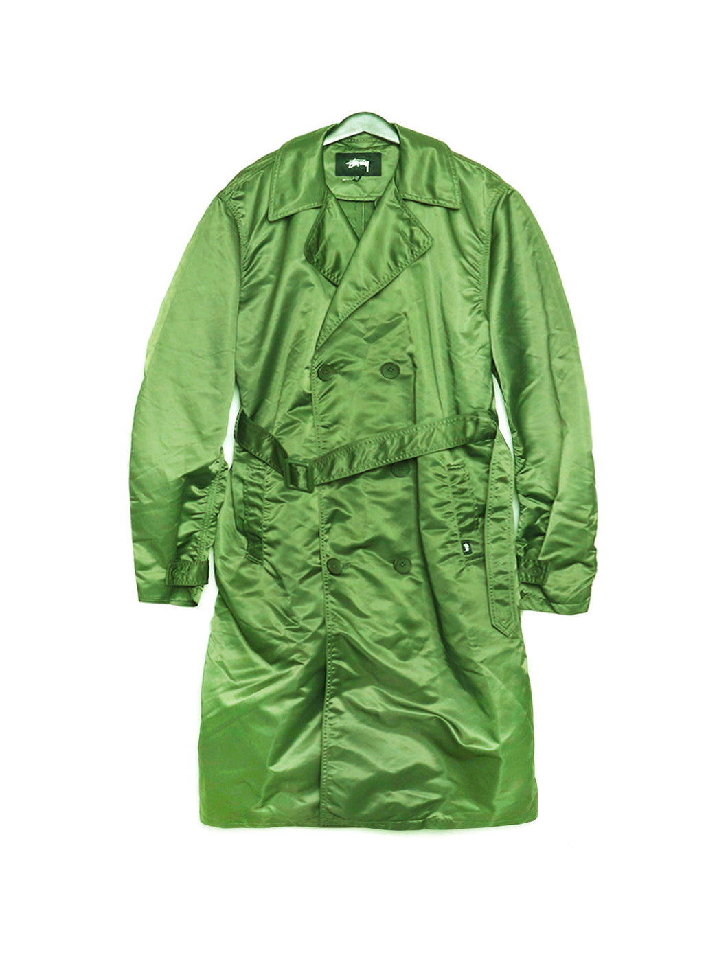 Stussy Green Shiny Trench Coat